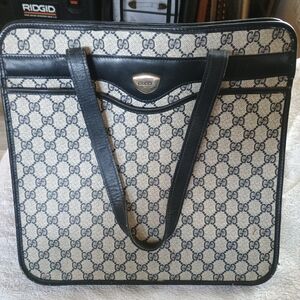 Gucci Beige and Black GG Canvas Laptop Tote